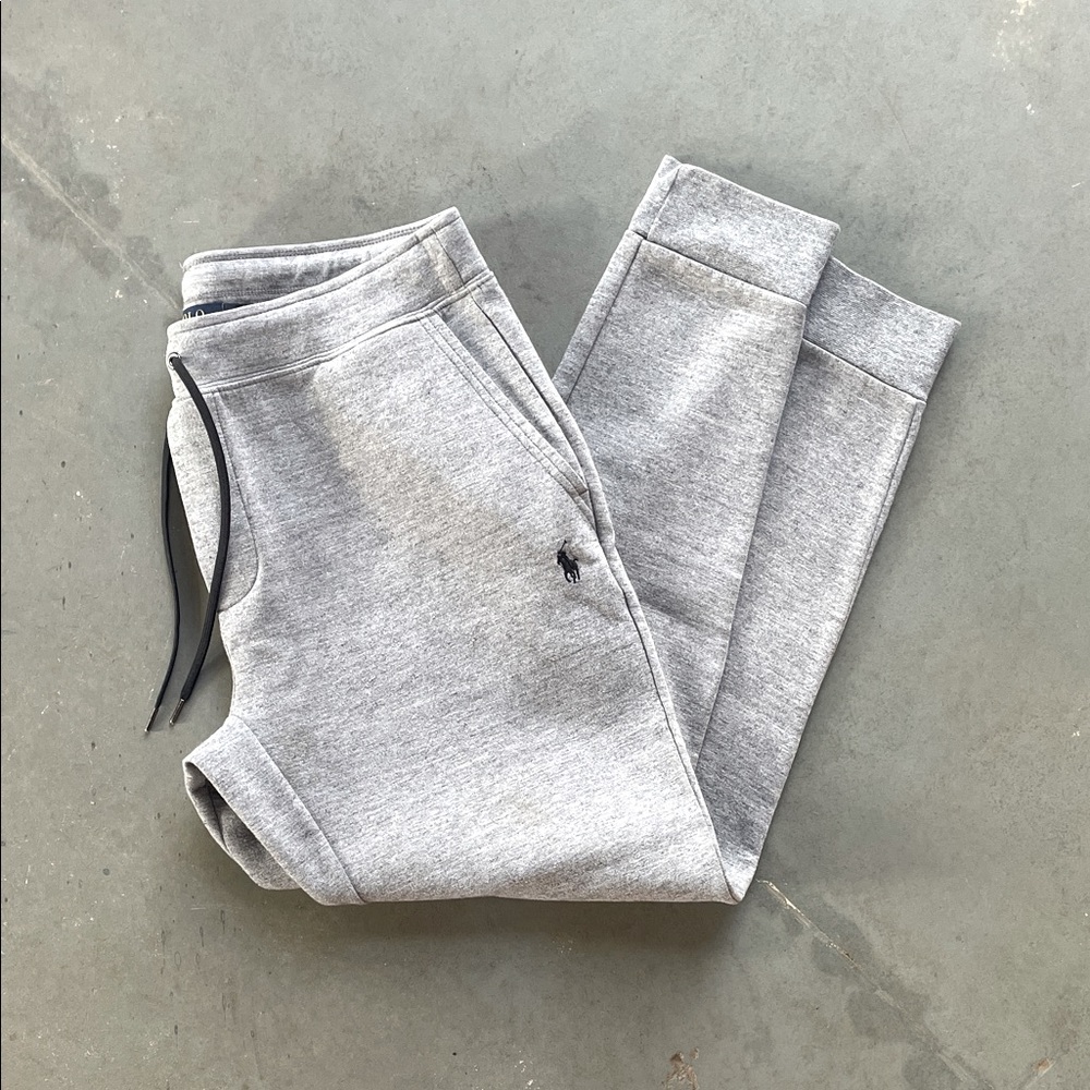 Polo Ralph Lauren Pants Mens Large Gray Sweatpants Joggers Double Knit Tech